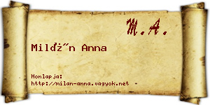 Milán Anna névjegykártya